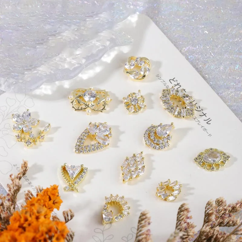 Gold Nail Art Crystal Charms Nail Art Zircon Metal Gemstone Jewelry Diamonds for Nail Art Decorative Accessories