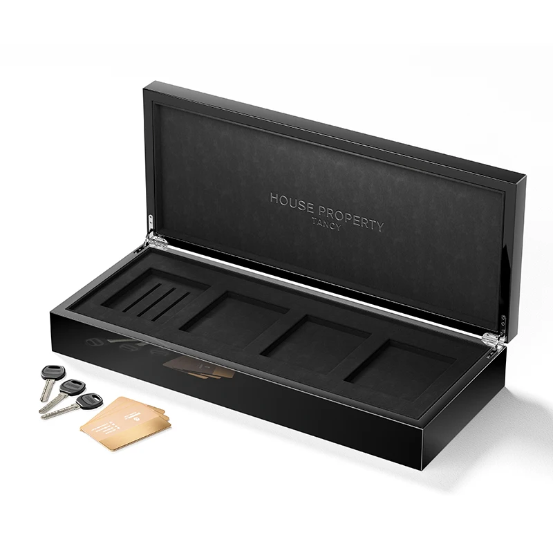 Key business name card credit card box gift box custom logo wooden key sports card storage box