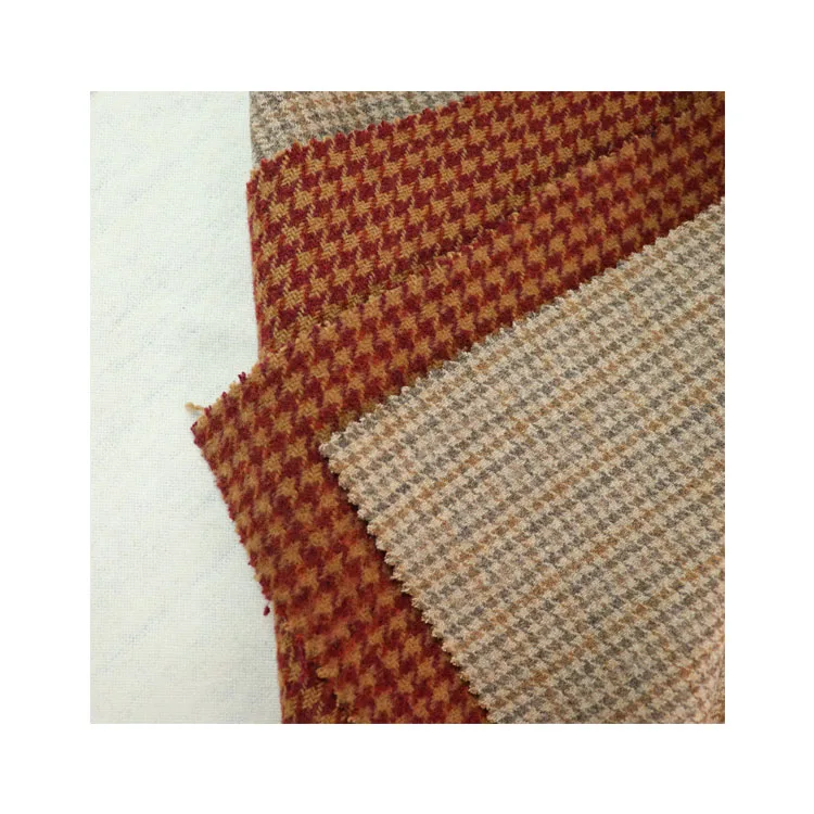 fashion style for clothing checkered tartan acrylic polyester houndstooth woolen wool fabric