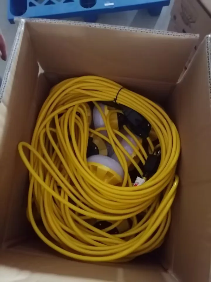 Sehon 100 Foot Yellow Construction String Lights With Fuse High Lumens Plastic Cage Work Light String