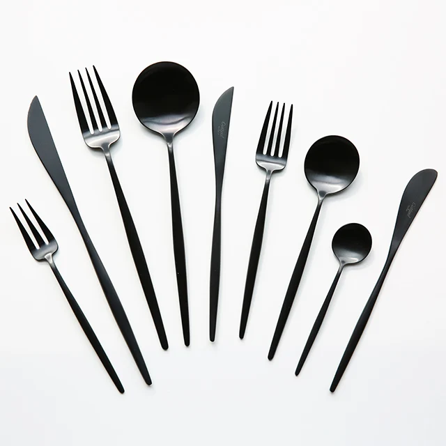 Restaurant Cutlery Set Wedding Cutlery Black Matte Chopsticks Spoon Set
