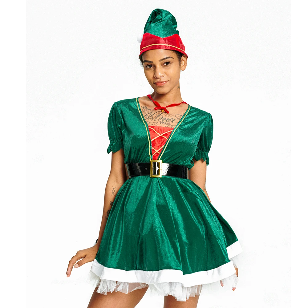 Women Christmas Dress Sexy Santa Claus Costume Red Green 2022 Hot