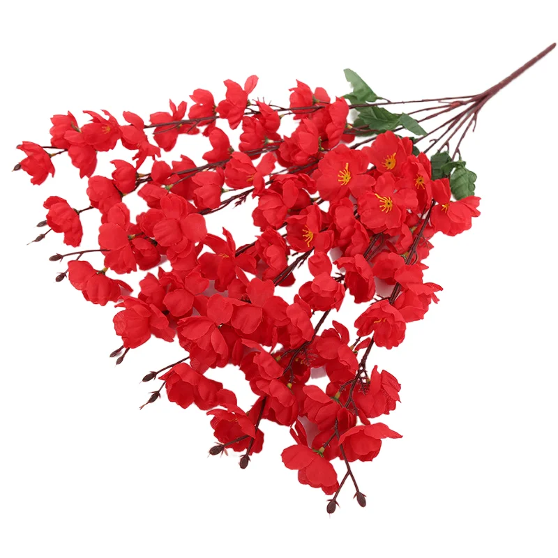 Export quality 65cm length artificial cherry blossom branch white pink silk peach flowers for decoration