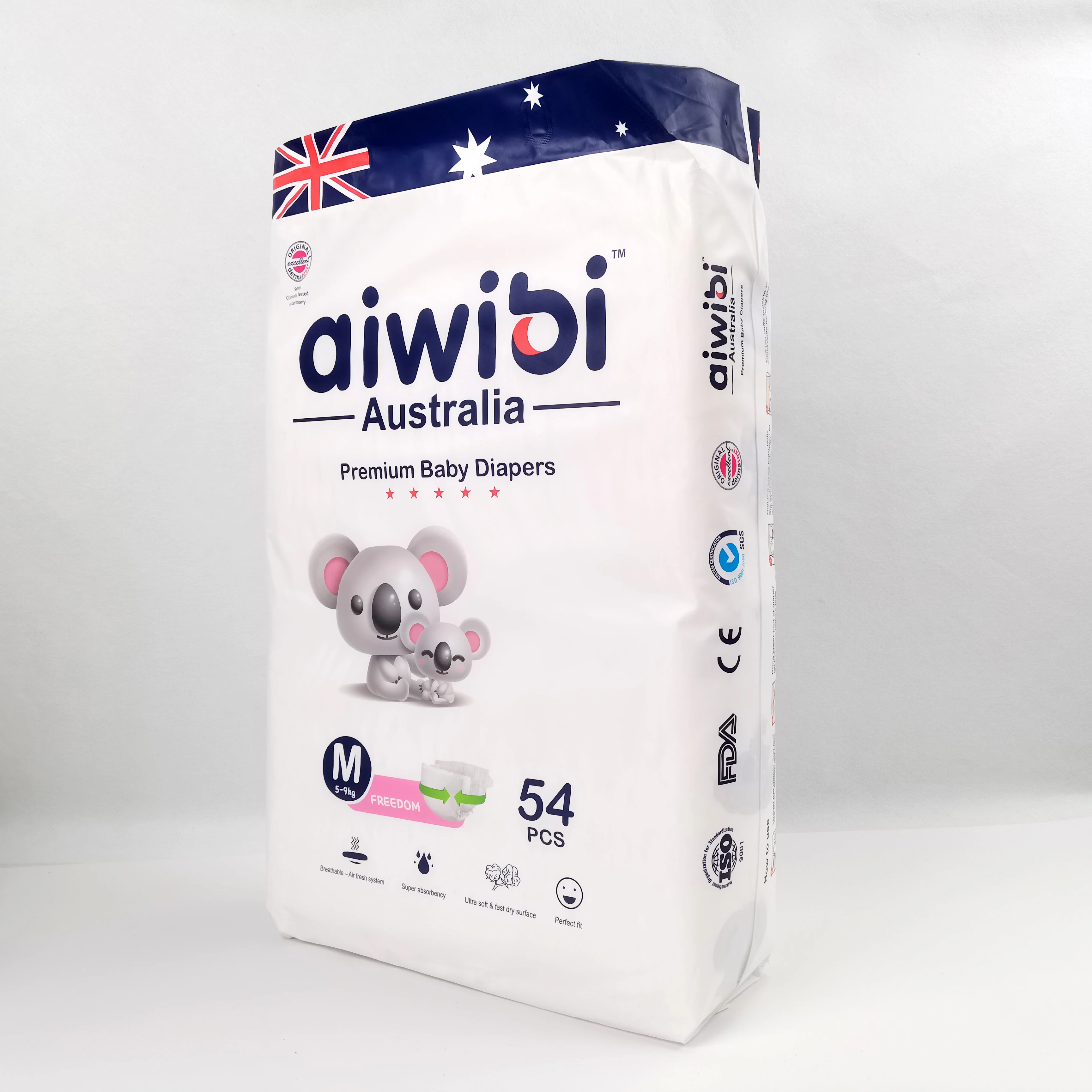 Aiwibi disposable baby diapers a grade good pampering baby nappies soft cotton diapers manufacturer in China low MOQ