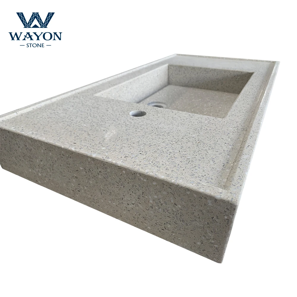 White cement concrete terrazzo wash basins and sinks for bathroom made in China