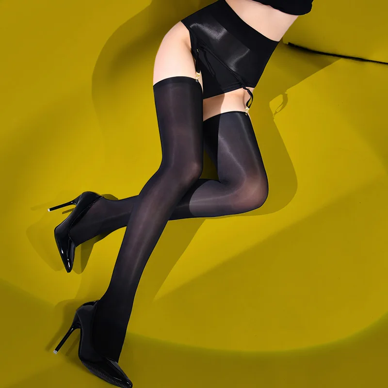 Wholesale open crotch Suspender Stocking for women Oily Shiny Silky Sexy Suspenders Pantyhose Tights