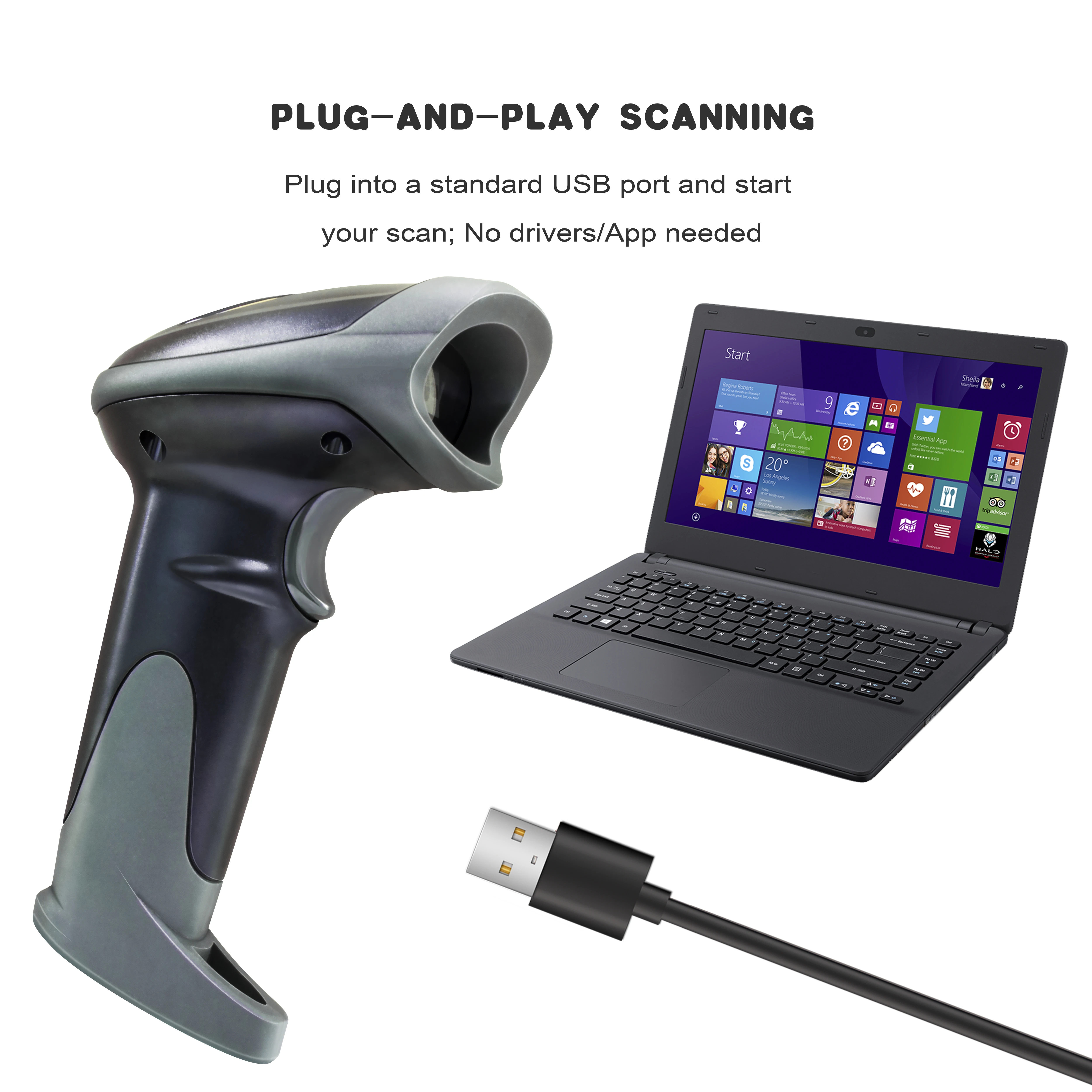INKSTYLE USB Wired 1D 2D QR PDF417 Data Matrix Barcode Scanner CMOS Bar Code Handheld Reader