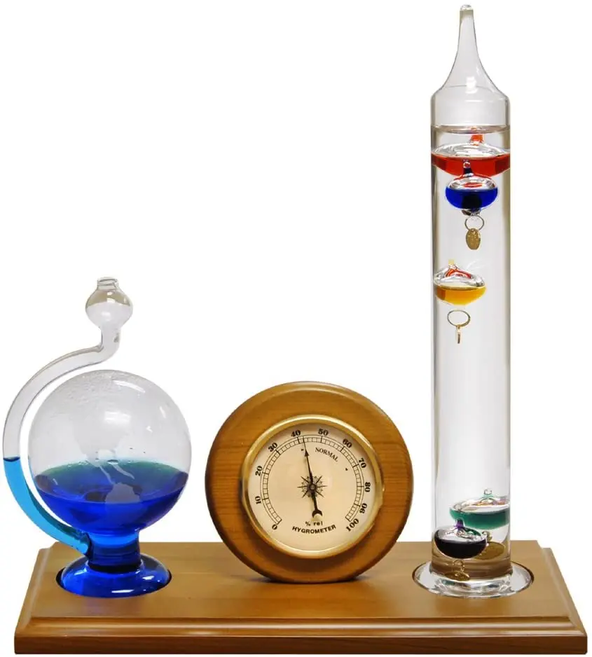 Scientific Educational Device 3 in 1 Galileo Thermometer Weather Station Forecast Predictor Storm Glass Bottle Barometer
