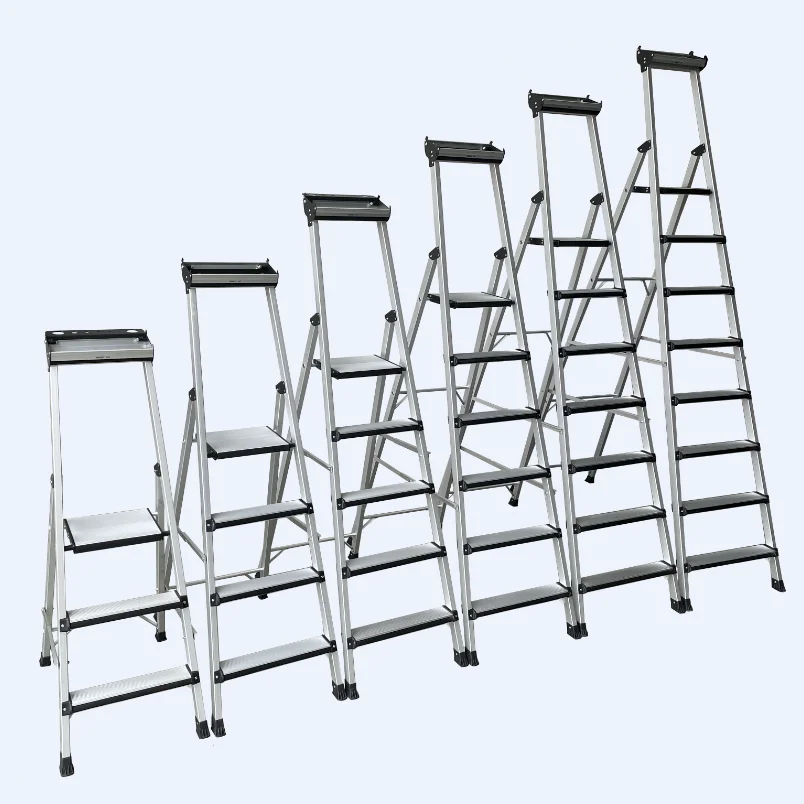 DX-GS82204   China factory Professional Aluminum Step Ladder  with soft steps 4 steps professional ladder