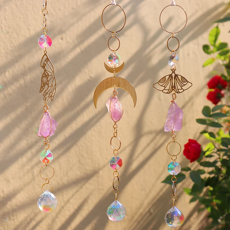 Новый дизайн натуральный хрустальный солнцезащитный Ловец Хрустальный подвесной Солнечный исцеляющий аметист Радужный Декор