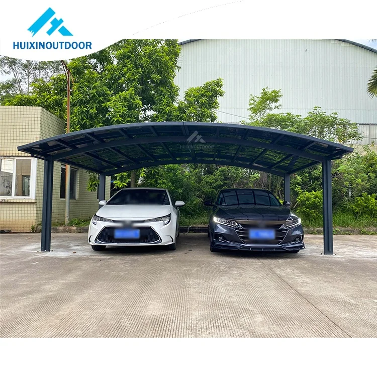 Aluminium Carports for Sale HX114 Two Post Car Shelter Aluminum Sun Shade Canopy Carport M Style Free Standing Hot Sale New 2mm