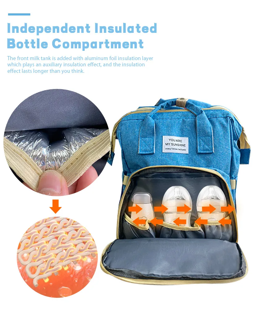 mosquito net custom mommy backpack bags Multifunctional Portable Large insulated baby diaper bags with changing station
