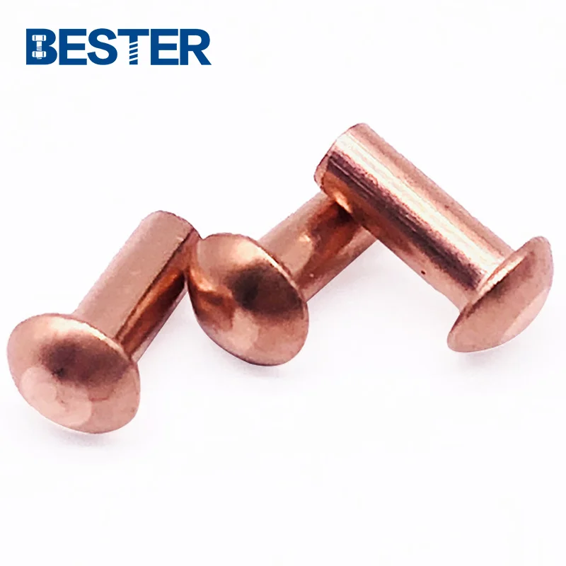 red pure copper brass round dome mushroom truss head solid rivet