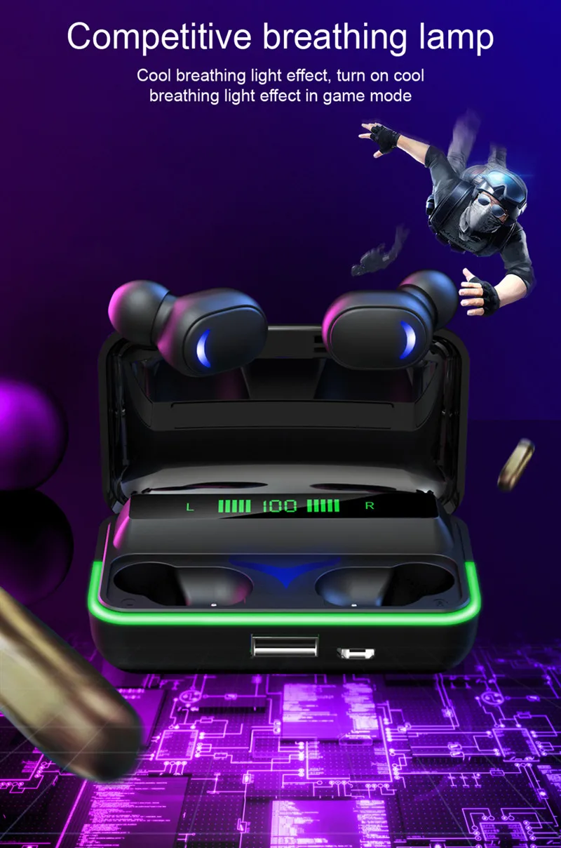 E10 TWS Bluetooth Earphone Wireless Headphone Stereo Gaming Sport Music Min Headset Earbuds Microphone For Smartphone