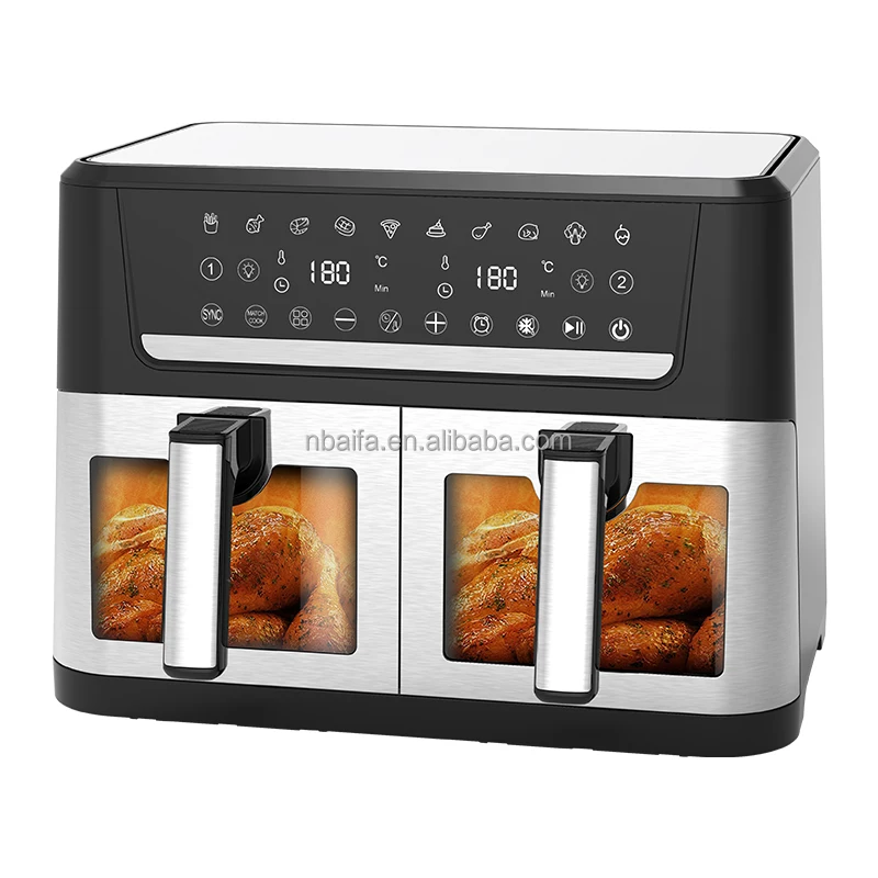 Aifa Factory Customization High Quality Dual air Fryer 4.5L+4.5L Smart Home Appliance No Oil Digital Touch air Fryer with Window