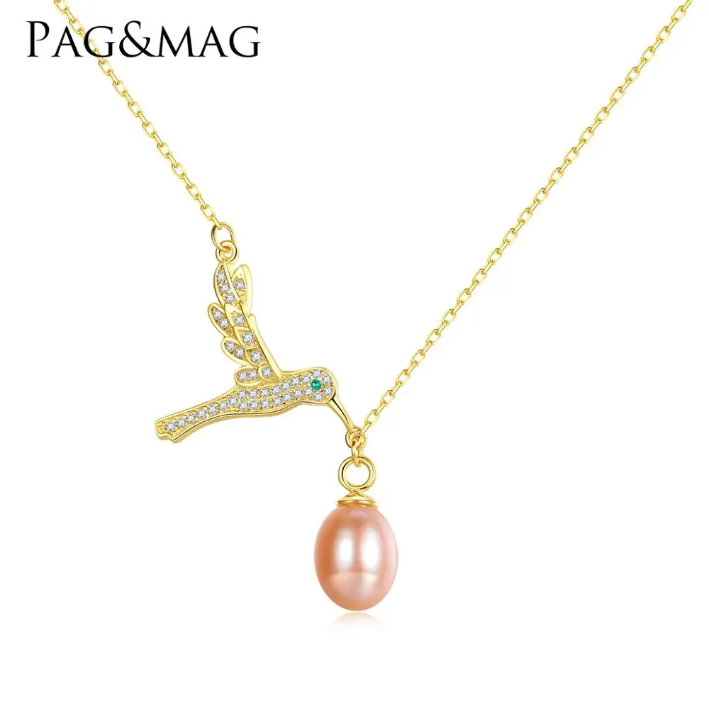 PAG и MAG прекрасный птица кулон 925 стерлингового серебра ожерелье ювелирные изделия из натурального жемчуга