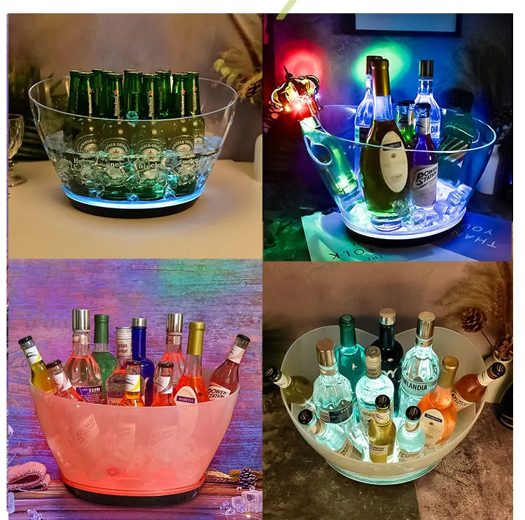Home Bar Chilling Beer Champagne Wine Party Ice Bucket Acrylic Beverage Tub Colorful Gradient Ice Bucket