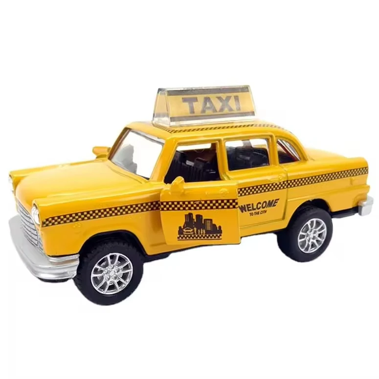 Hot Selling Simulation Alloy Pull Back Car Toys 1/32 Diecast Model Toy Vehicle Pull Back Alloy Taxi Car With Open Door