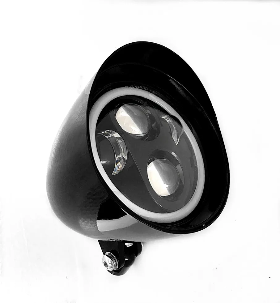 Светодиодное кольцо для мотоцикла Harley Sportster Dyna cafe racer, черная цилиндрическая фара 5,75 дюйма