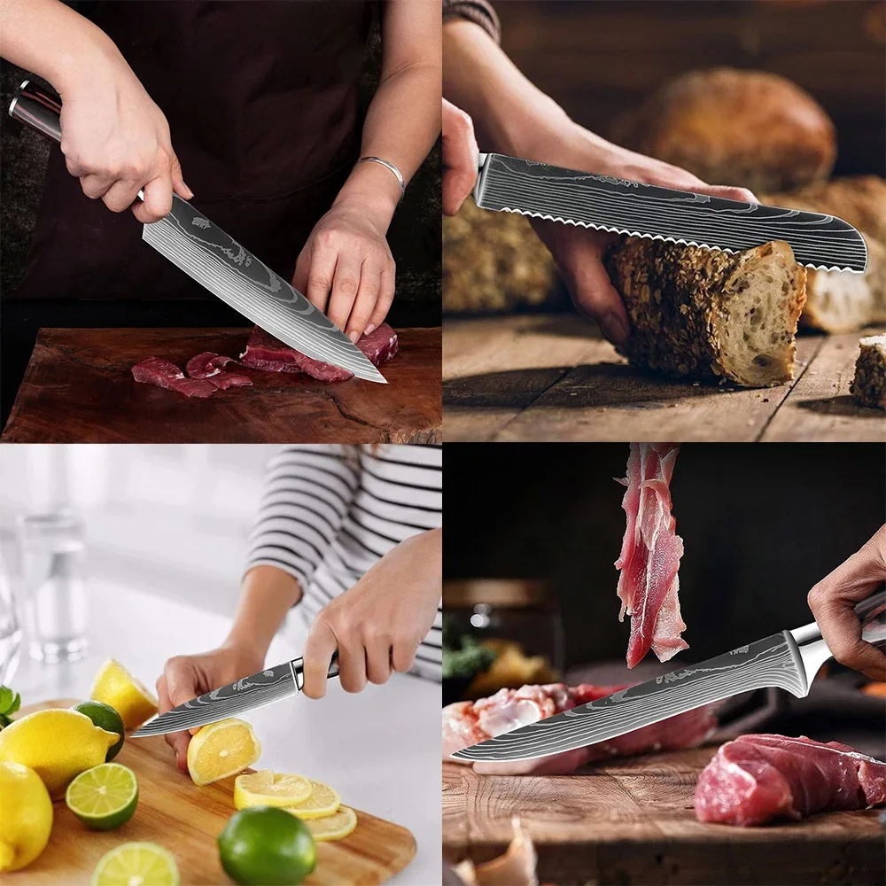 Kitchen Knife Set Solid Wood Knife Holder Wooden Stand Kitchen knife block Accessory Tools Customized Logo Natural Wooden Stand
