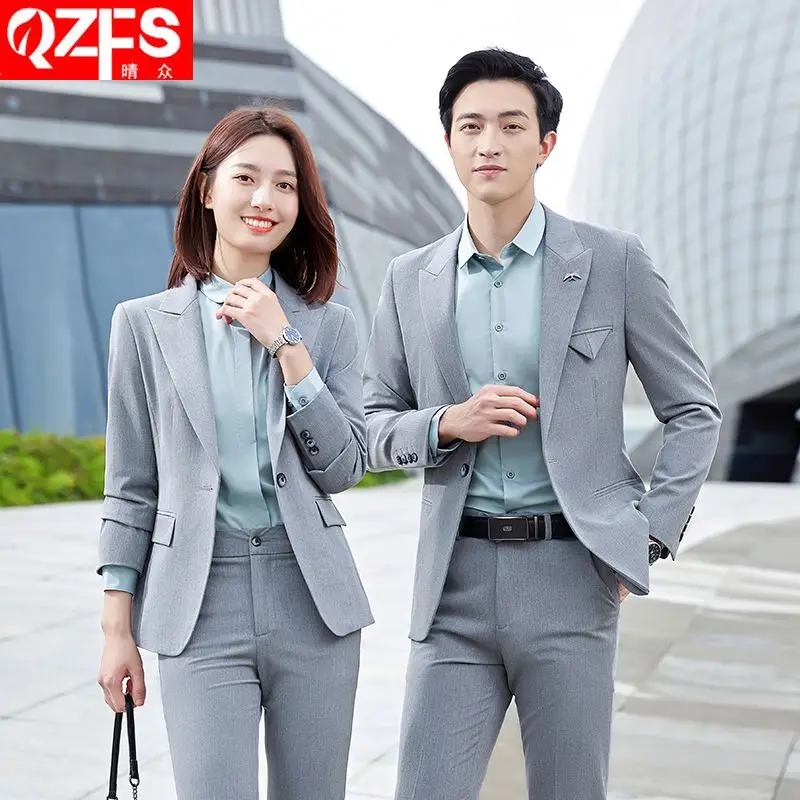 OEM terno With The Same Suit Casual Temperament Autumn Manager President  High-end Professional Men and Women suits 2 piece