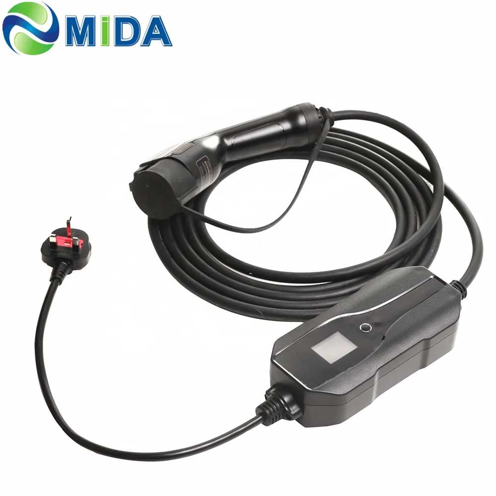 8A 10A 13A Mode 2 EV Charging Type 1 J1772 UK Plug Home EV Portable Charger