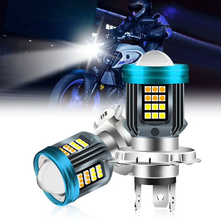 X-7SEVEN Modern Type BA20D H4 Flashing Motorcycle Projector Auto Lighting System H4 Bi LED Projector Lens With Angel Eye Light