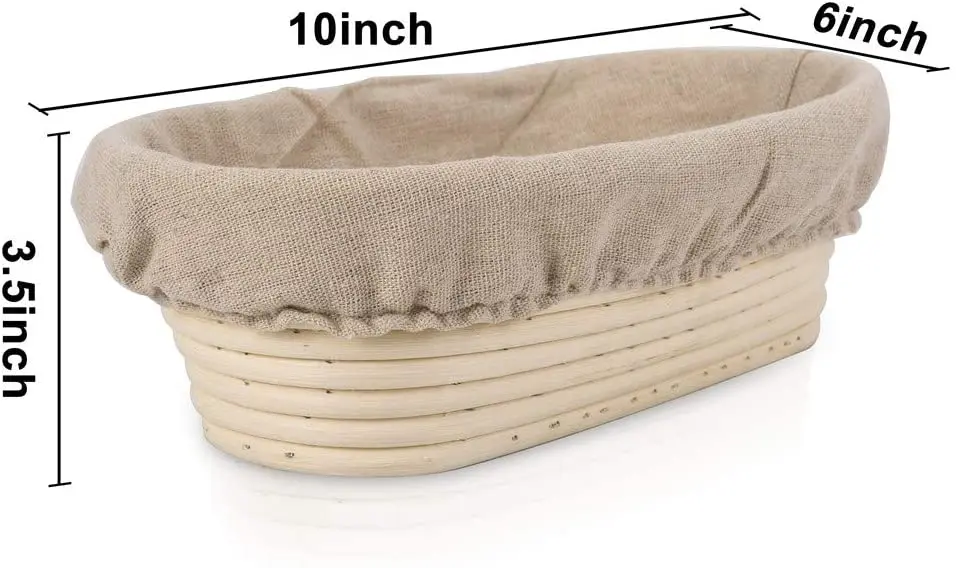 new design 10inch hot sale Durable Indonesia Oval proofing basket banneton basket with cloth lining