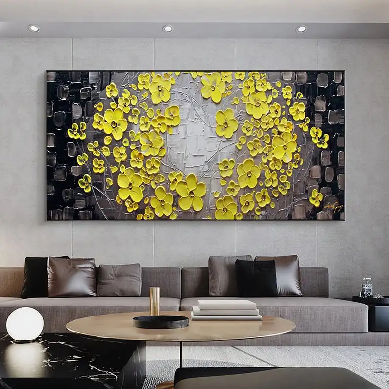 Handmade Modern Paintings Flower Art Picture Abstract For Living Room Wall  Abstract Flower Oil Painting