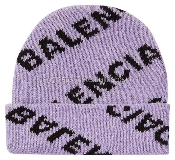 
Custom Warm Winter Jacquard Pattern Black Slouchy Beanie Ski Hat 