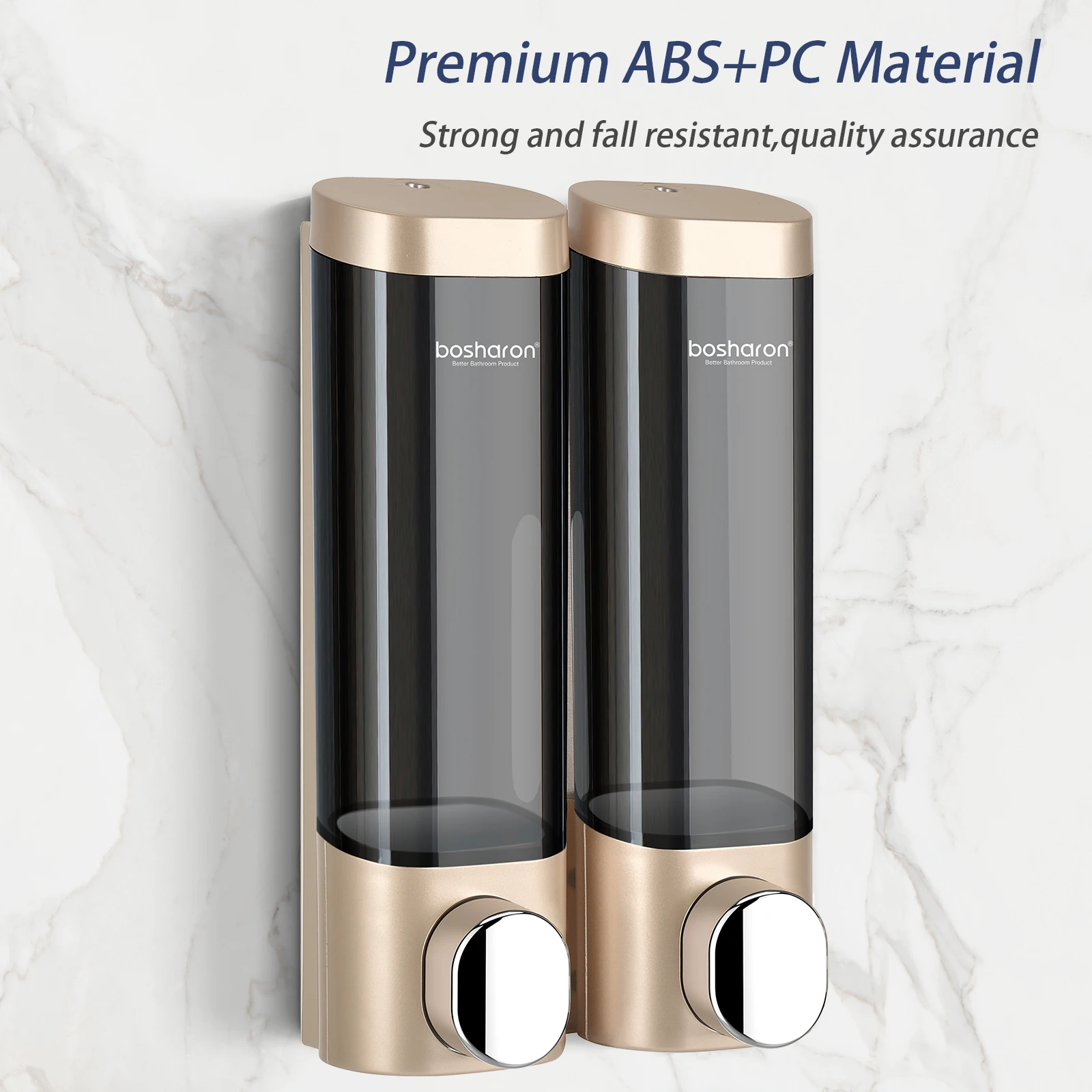 Factory ABS Plastic gold conditioner/Shampoo/Lotion Shower Dispenser System wall mount 300ml*2 double tank liquid soap dispenser