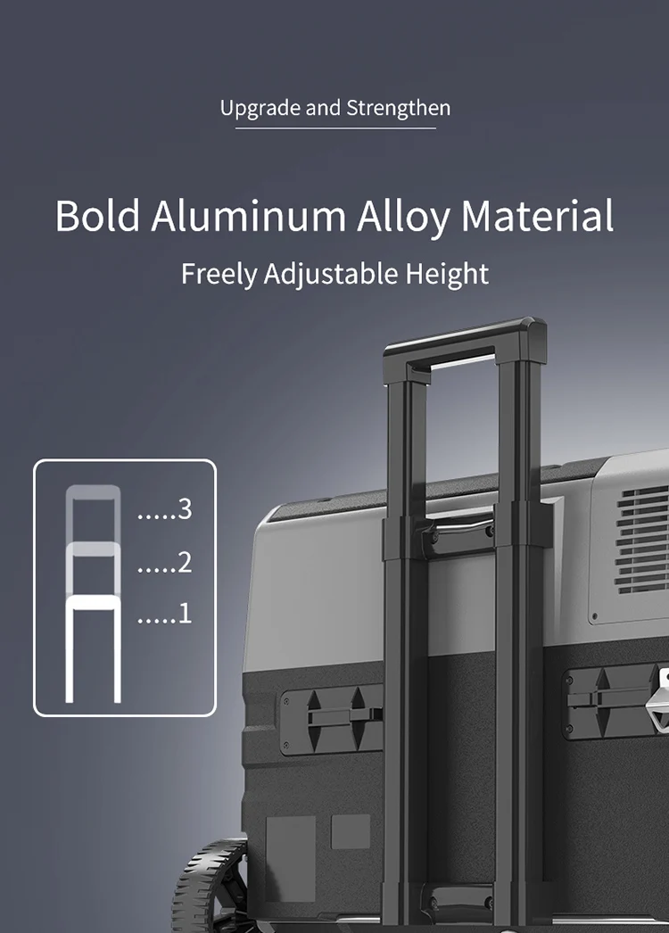 NX42 detachable battery solar powered DC compressor car refrigerator portable 12v camping fridges with wheels and handle