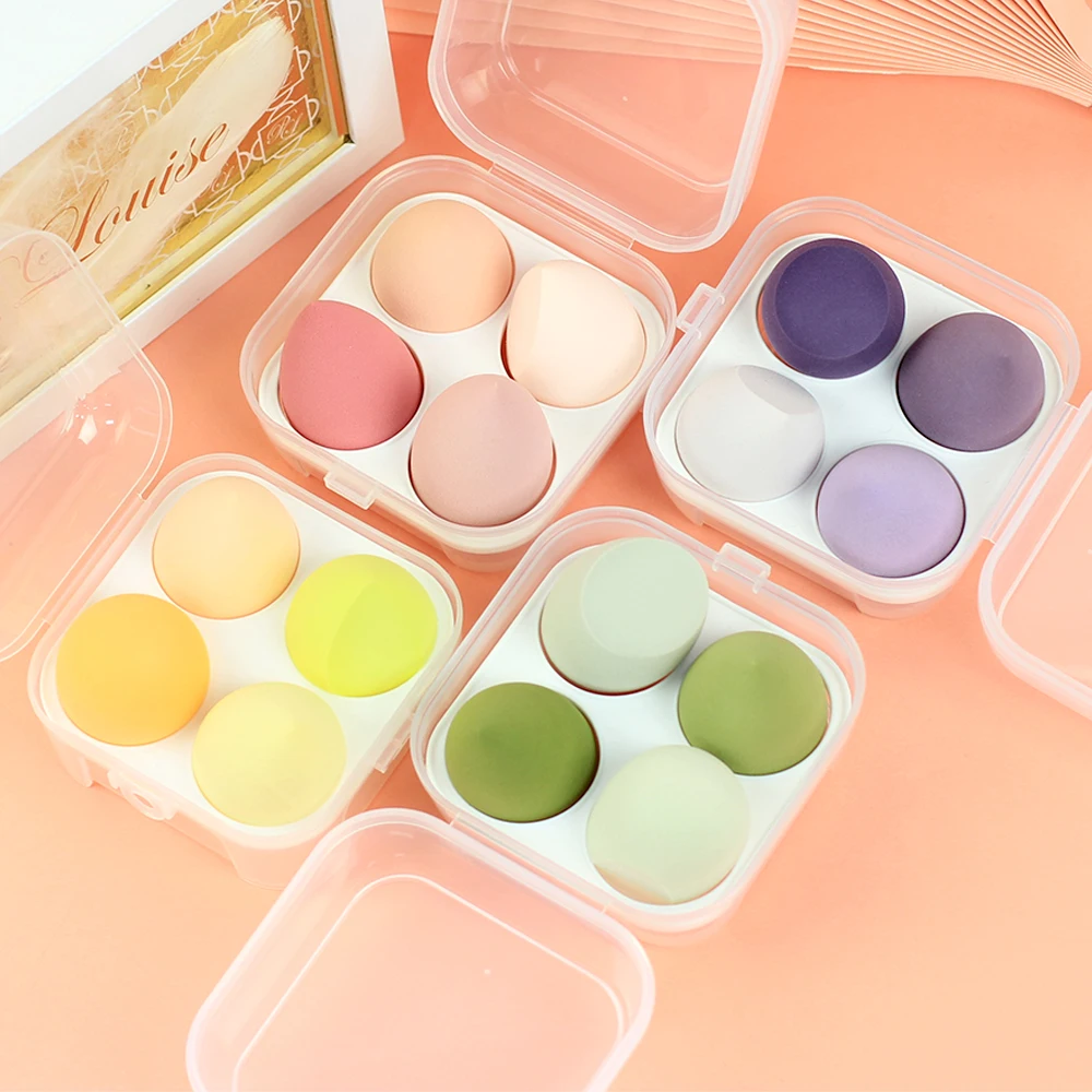 Custom LOGO New Colorful Makeup Sponges Blender Set 4pcs 8pcs Cosmetic Sponges With Box