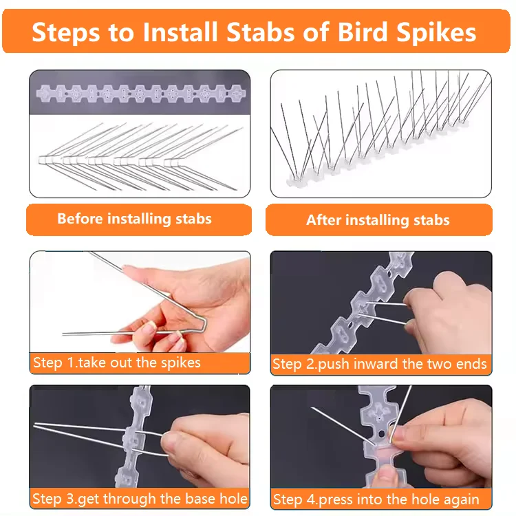 Bird Repellent Devices Outdoor 10 Pack Stainless Steel Bird Spikes for Garden Fence and Wall