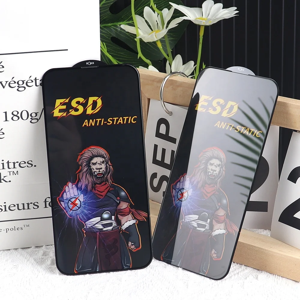 anti dust antistatic mobile phone ESD 9h anti static tempered glass screen protector for iphone11 12 13 14 pro max