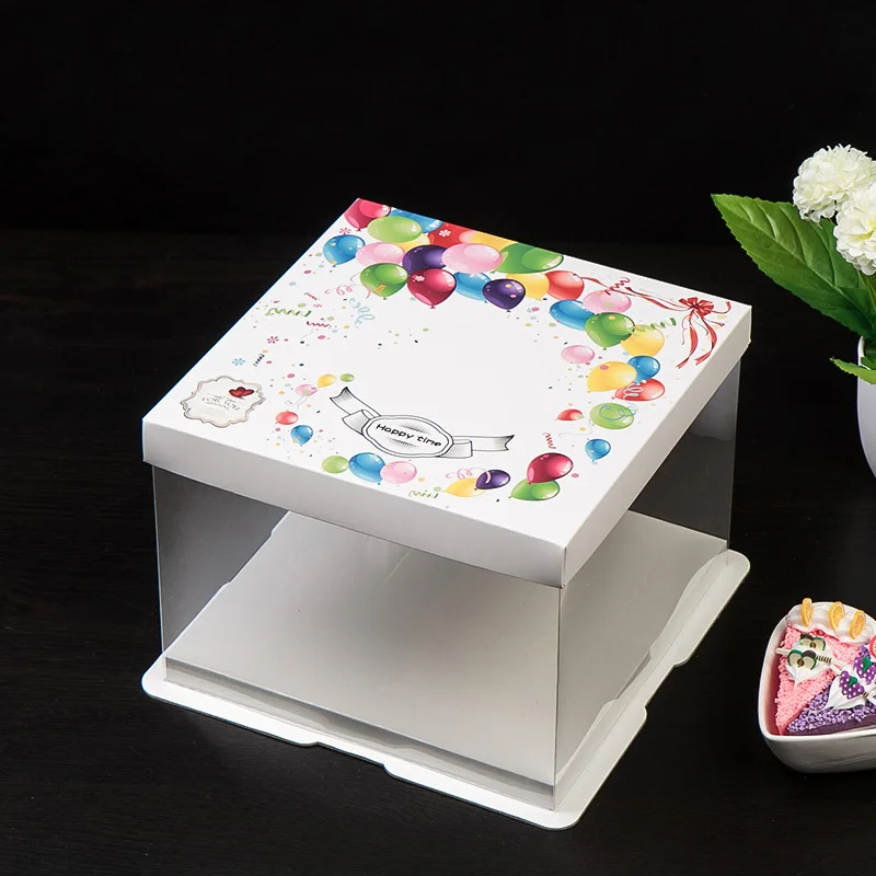 4 - 16 Inches Large PET Gift Box With Personalized LOGO Cover High-rise Baking Cake Display Boxes