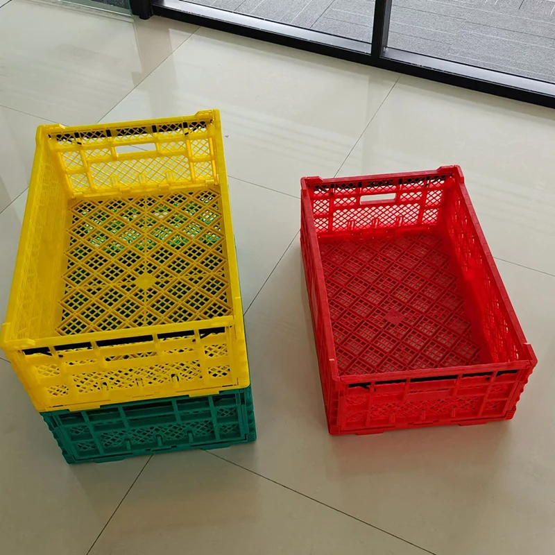 Flexography Recyclable heavy duty Folding Plastic Milk Crate PP material foldable stacking transport storage fruit crates