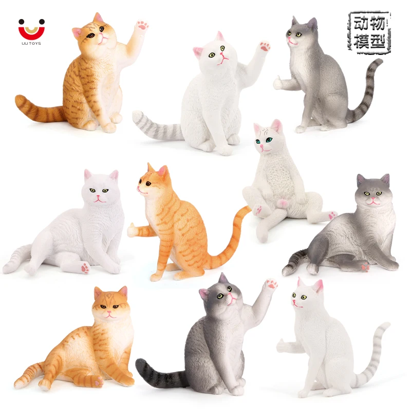 Wholesale Solid PVC Simulation Statue Model Animal Figures Cat Figures Animal Figurines Toys