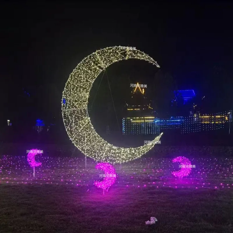 New wedding props iron moon ornaments flower stand wedding photography floral arch wedding stage road decoration