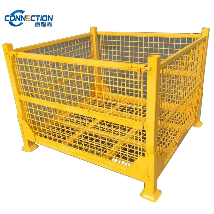 Большая Металлическая складная проволочная Стальная Сетчатая транспортная клетка для склада большая сетка