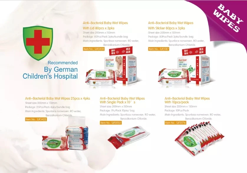 OEM disposable antibacterial baby wipes,toallita mojada