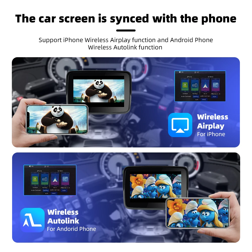 EKIY 5 inch Motorcycle Wireless CarPlay Android Auto Screen Motorcycle Navigation Wireless Carplay Motorcycle IP67 Waterproof