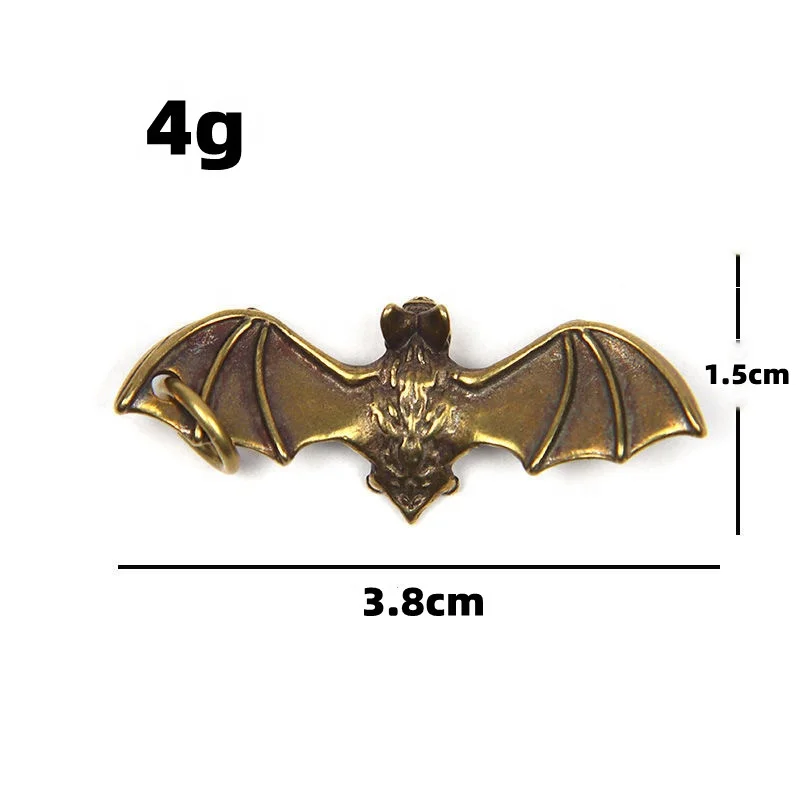 Custom Vintage Creative Micro Engraved Brass Solid Bat Keychain Pendant