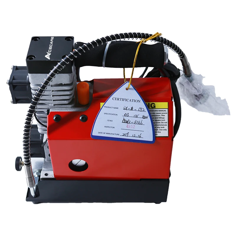 Portable 12V Mini Oil-Free Air Compressor 300bar/4500psi Paintball Tank Vehicle & Home 110V AC/12V DC Powered