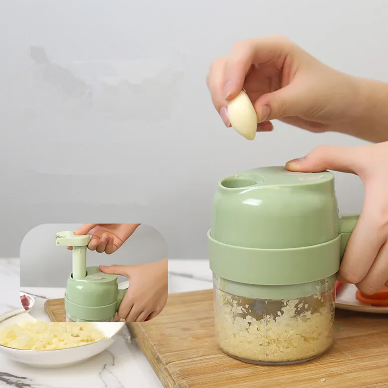 Fruit and Vegetable Chopper Portable Electric Vegetable Cutter Kichen Accessories 4 in 1 Electric Vegetable Chopper