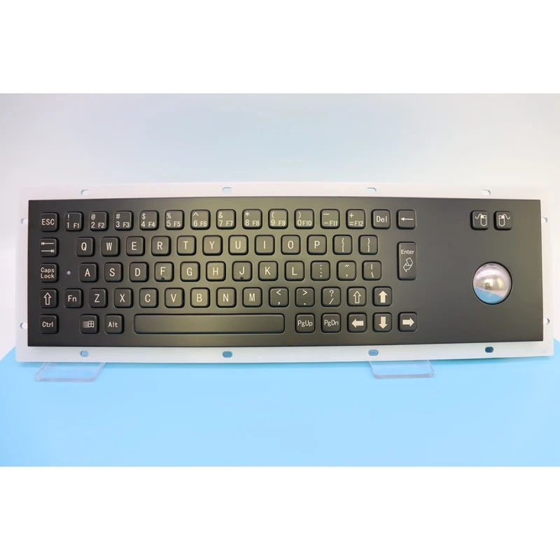 Black Stainless Steel Rugged Panel Mount Industrial Metal kiosk keyboard With Roller ball For Floor Mount Kiosk