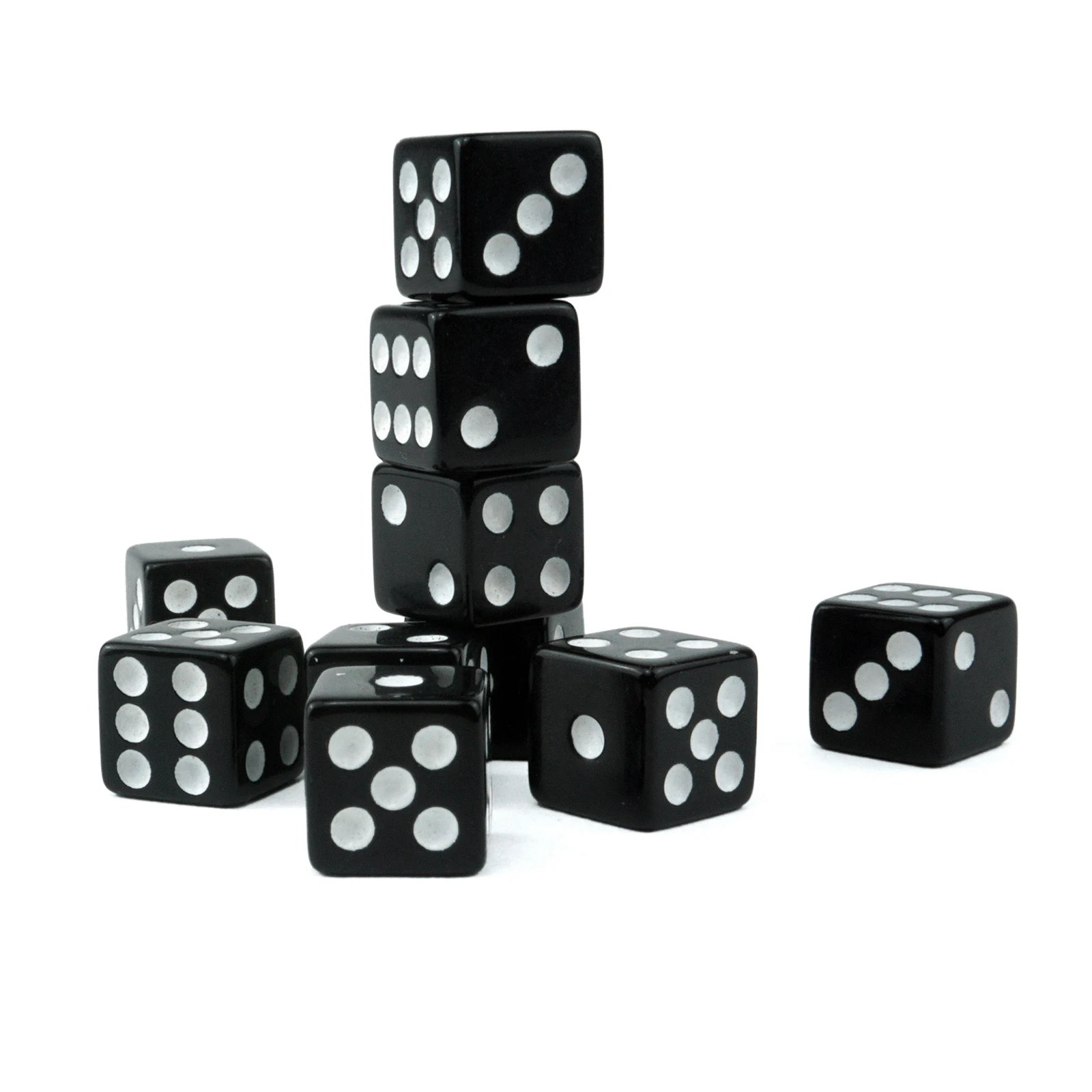 Оптовая продажа акриловые игральные кости d6 шестисторонние квадратные прямые углы 16 мм черные и белые любые другие цвета pantone можно настроить для игр
