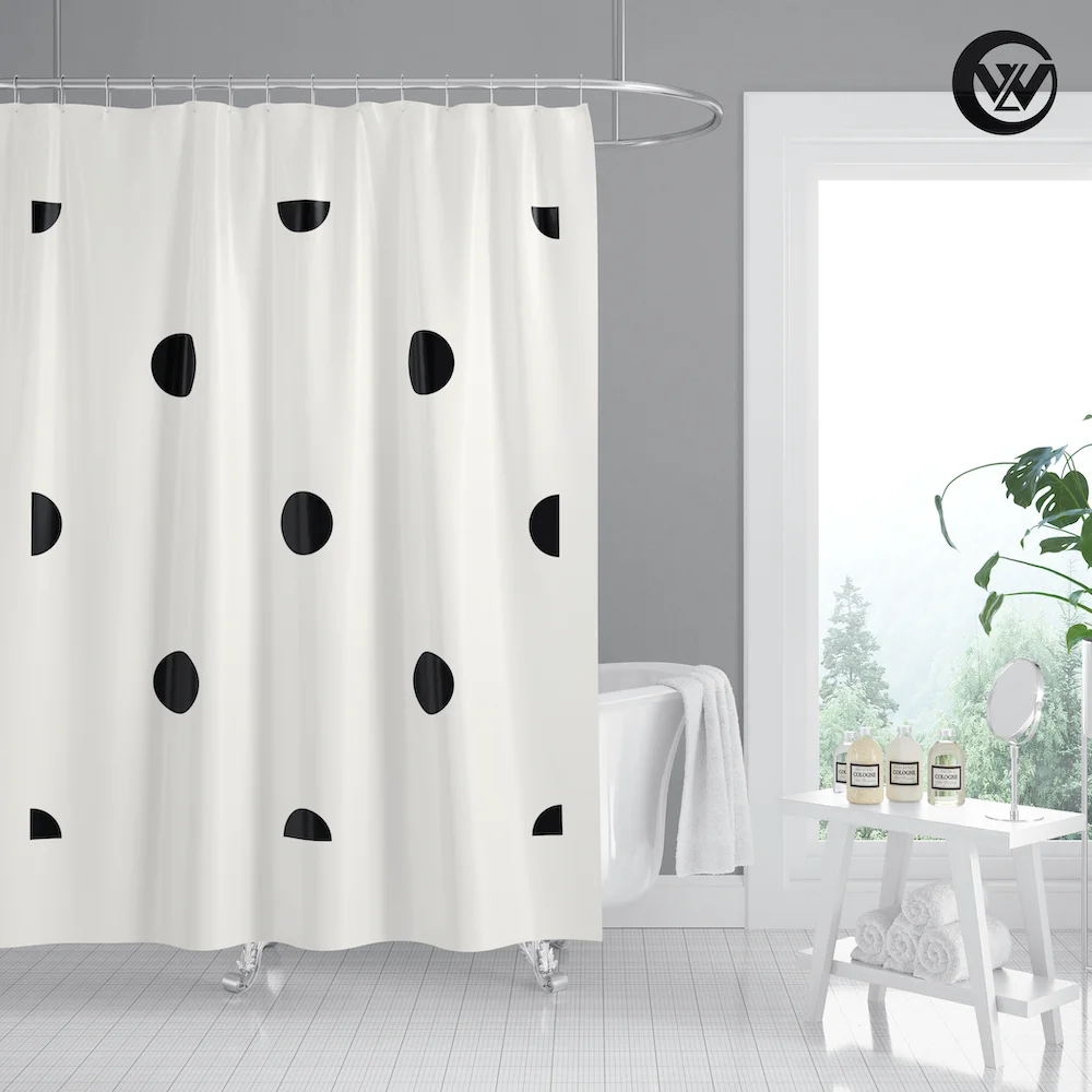 
Nordic 3D Polyester Black White Geometric Bath Shower Curtain, Modern Printing Fabric Children Bathroom Bathroom Curtain/ 