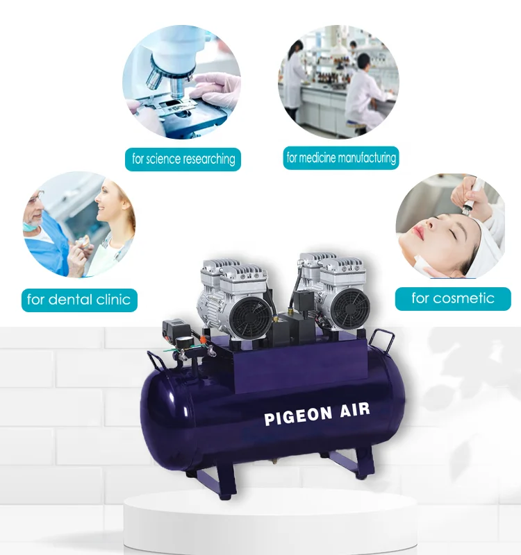 air flow 140L per min 1090w detal equipment use tank volume 60L mini quiet oil free silent dental air compressor