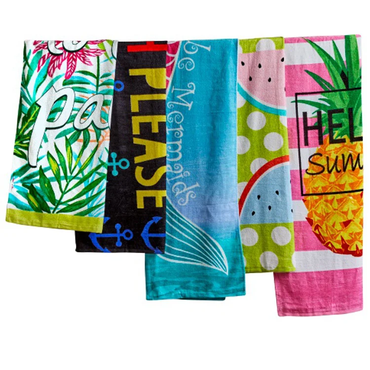 full printing stripe beach towels custom large size cotton velour beach pool towels